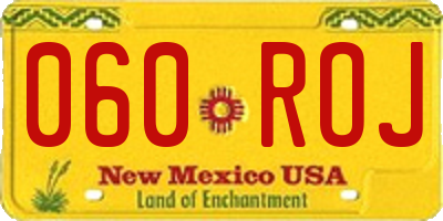 NM license plate 060ROJ