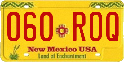 NM license plate 060ROQ