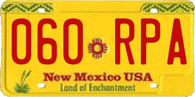 NM license plate 060RPA