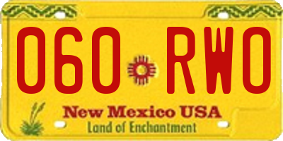 NM license plate 060RWO