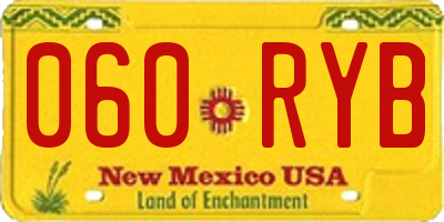 NM license plate 060RYB