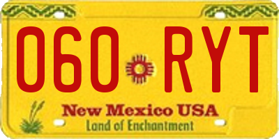 NM license plate 060RYT