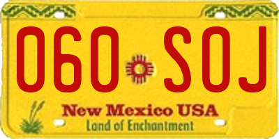 NM license plate 060SOJ