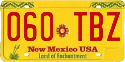 NM license plate 060TBZ