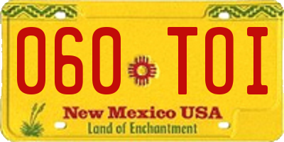 NM license plate 060TOI