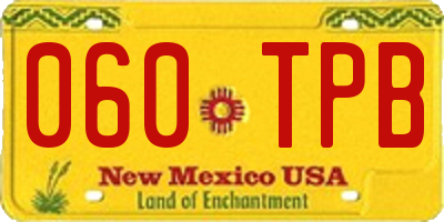NM license plate 060TPB
