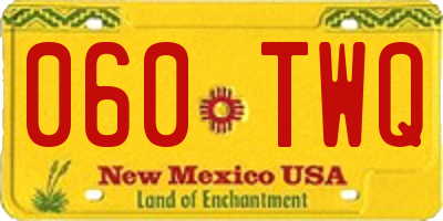NM license plate 060TWQ