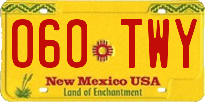 NM license plate 060TWY