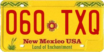 NM license plate 060TXQ