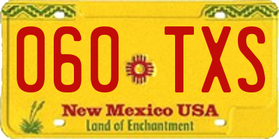 NM license plate 060TXS