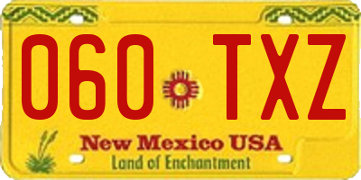 NM license plate 060TXZ