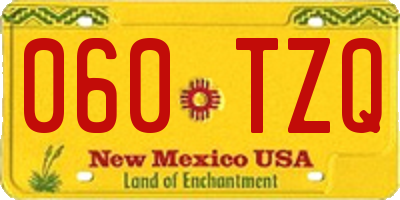 NM license plate 060TZQ