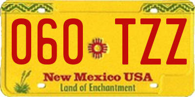 NM license plate 060TZZ