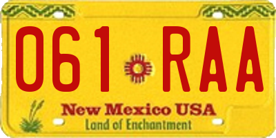 NM license plate 061RAA