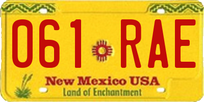 NM license plate 061RAE