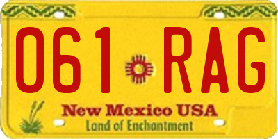 NM license plate 061RAG