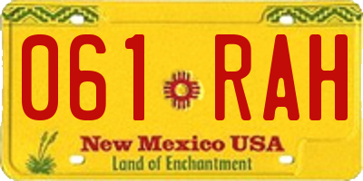 NM license plate 061RAH