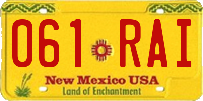 NM license plate 061RAI