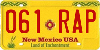 NM license plate 061RAP