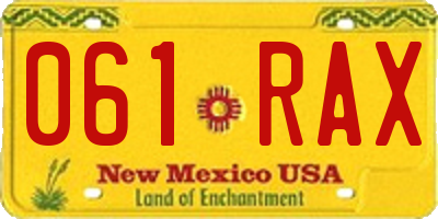 NM license plate 061RAX