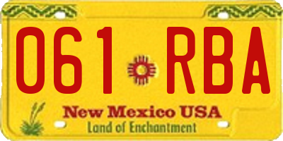 NM license plate 061RBA