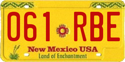 NM license plate 061RBE