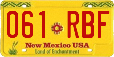 NM license plate 061RBF