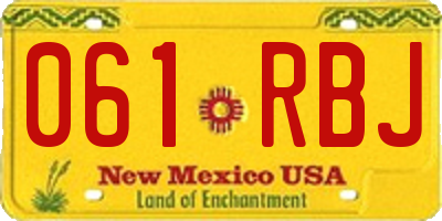 NM license plate 061RBJ