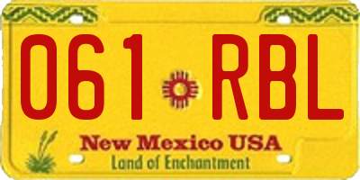 NM license plate 061RBL