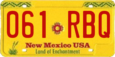 NM license plate 061RBQ