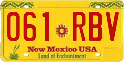 NM license plate 061RBV