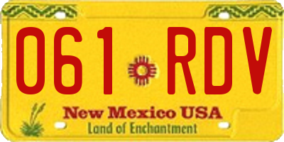 NM license plate 061RDV