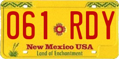 NM license plate 061RDY