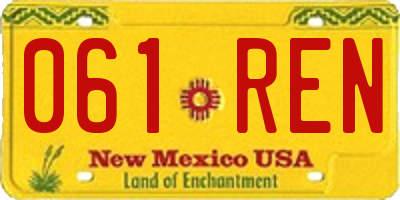 NM license plate 061REN