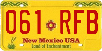 NM license plate 061RFB