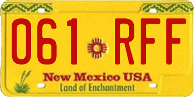 NM license plate 061RFF