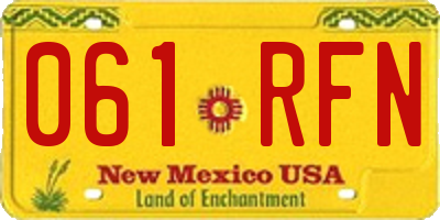 NM license plate 061RFN