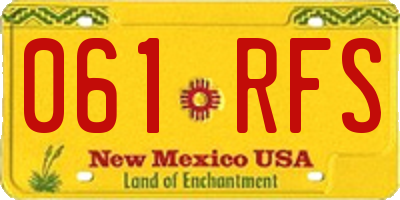 NM license plate 061RFS