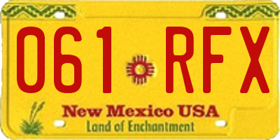 NM license plate 061RFX