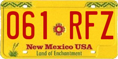 NM license plate 061RFZ