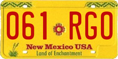 NM license plate 061RGO