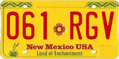 NM license plate 061RGV