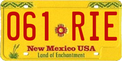 NM license plate 061RIE