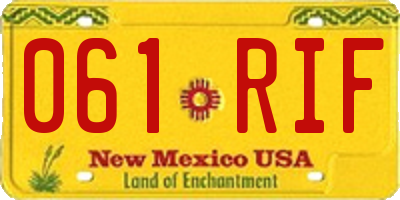 NM license plate 061RIF