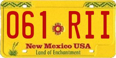 NM license plate 061RII