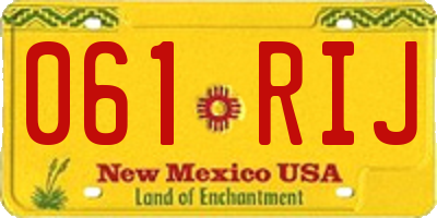NM license plate 061RIJ