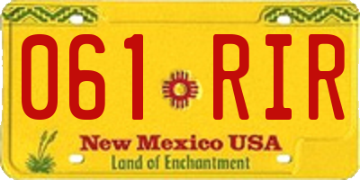 NM license plate 061RIR