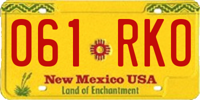 NM license plate 061RKO