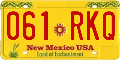 NM license plate 061RKQ
