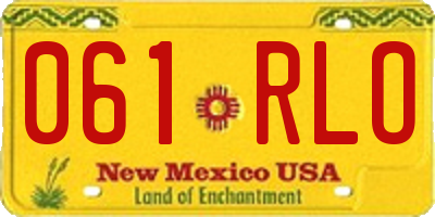NM license plate 061RLO